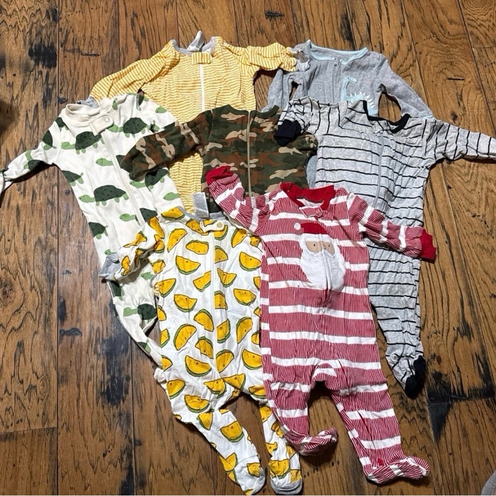 Lot of footie pajamas.